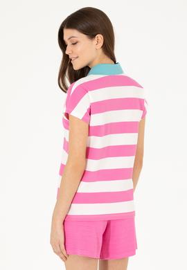 Kadın Pembe Polo Yaka Tişört - 50263969017