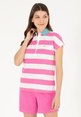 Kadın Pembe Polo Yaka Tişört - 50263969017
