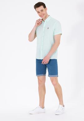 Erkek Su Yeşili Kısa Kollu Gömlek - 50262846027