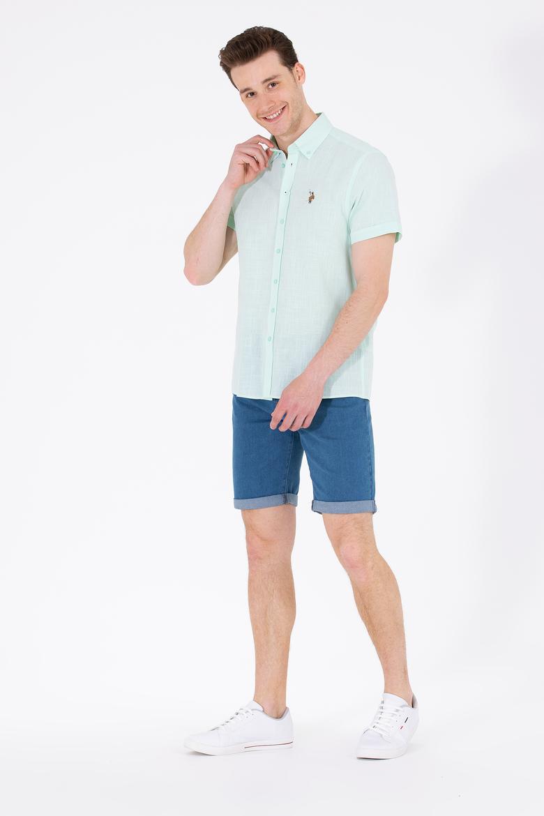 Erkek Su Yeşili Kısa Kollu Gömlek - 50262846027