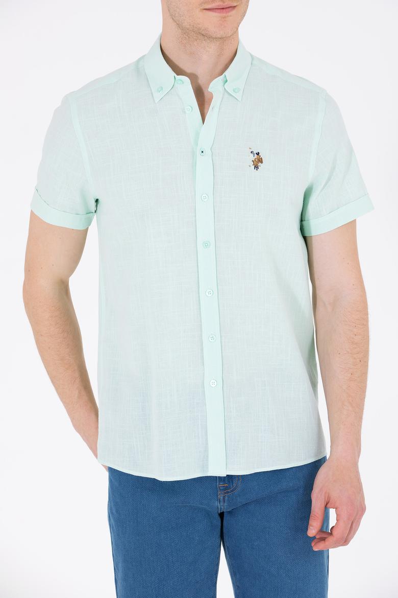 Erkek Su Yeşili Kısa Kollu Gömlek - 50262846027