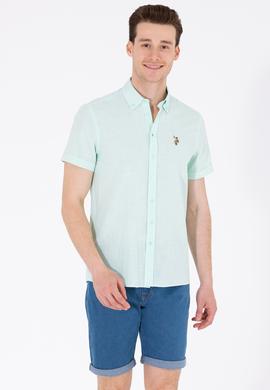 Erkek Su Yeşili Kısa Kollu Gömlek - 50262846027