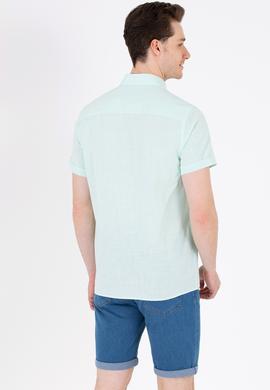 Erkek Su Yeşili Kısa Kollu Gömlek - 50262846027