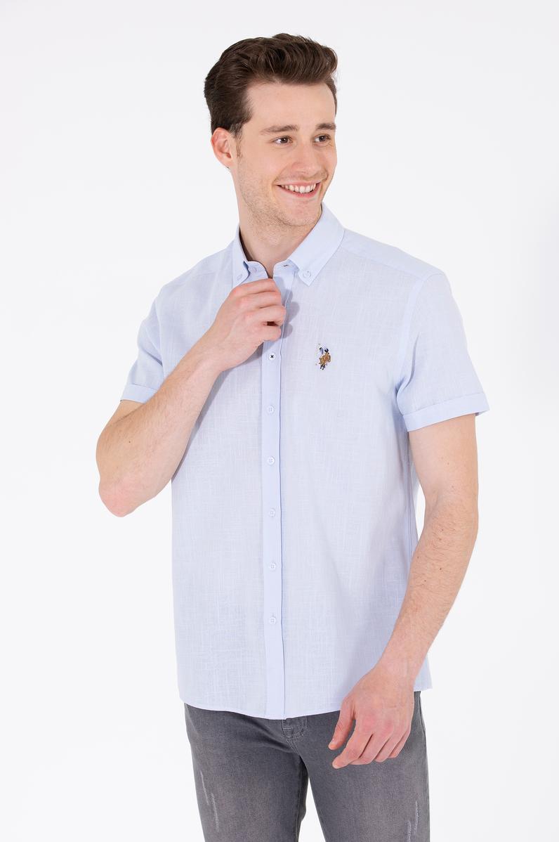 Erkek Açık Mavi Kısa Kollu Gömlek
