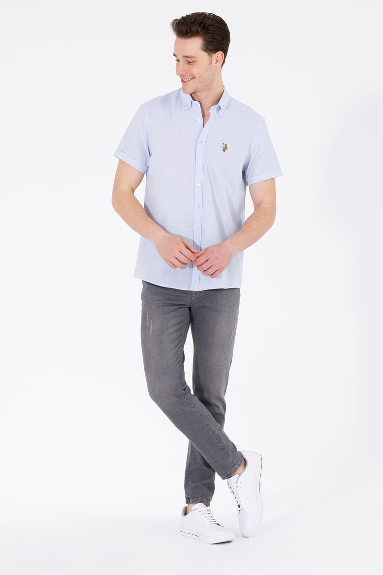 Erkek Açık Mavi Kısa Kollu Gömlek - 50262846065