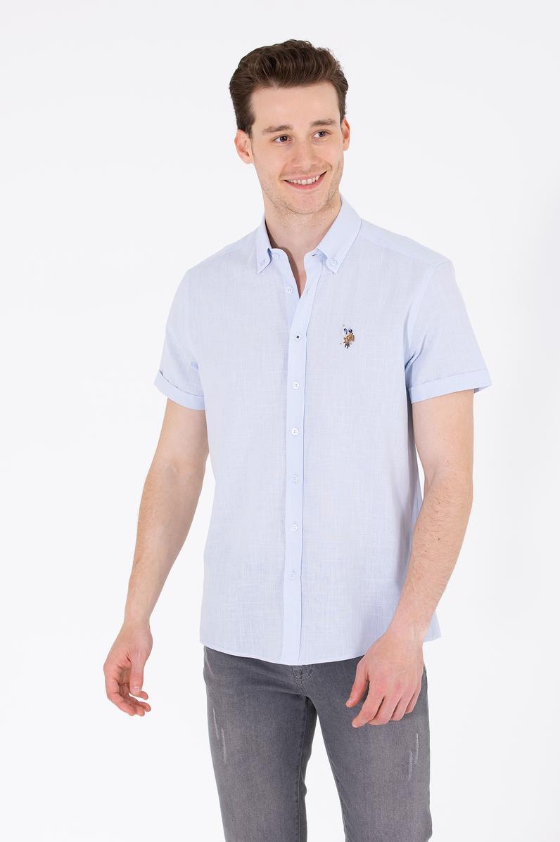 Erkek Açık Mavi Kısa Kollu Gömlek