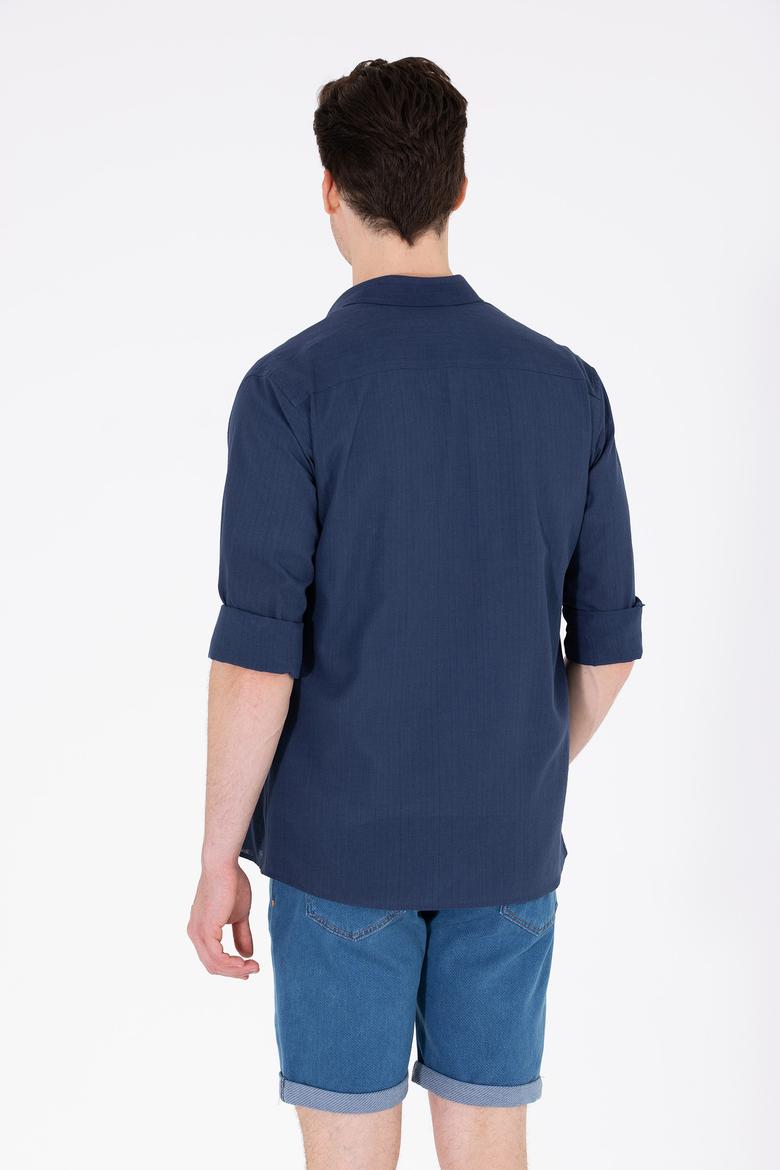 Erkek Lacivert Uzun Kollu Basic Gömlek - 50262872014