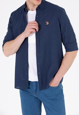 Erkek Lacivert Uzun Kollu Basic Gömlek - 50262872014