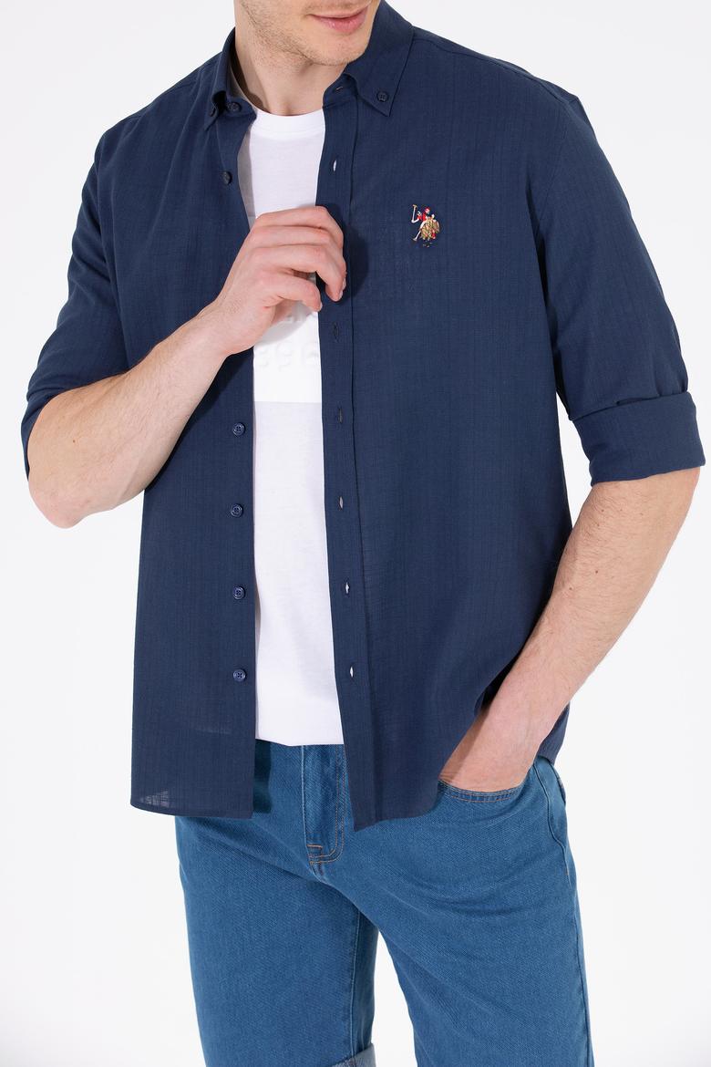 Erkek Lacivert Uzun Kollu Basic Gömlek - 50262872014