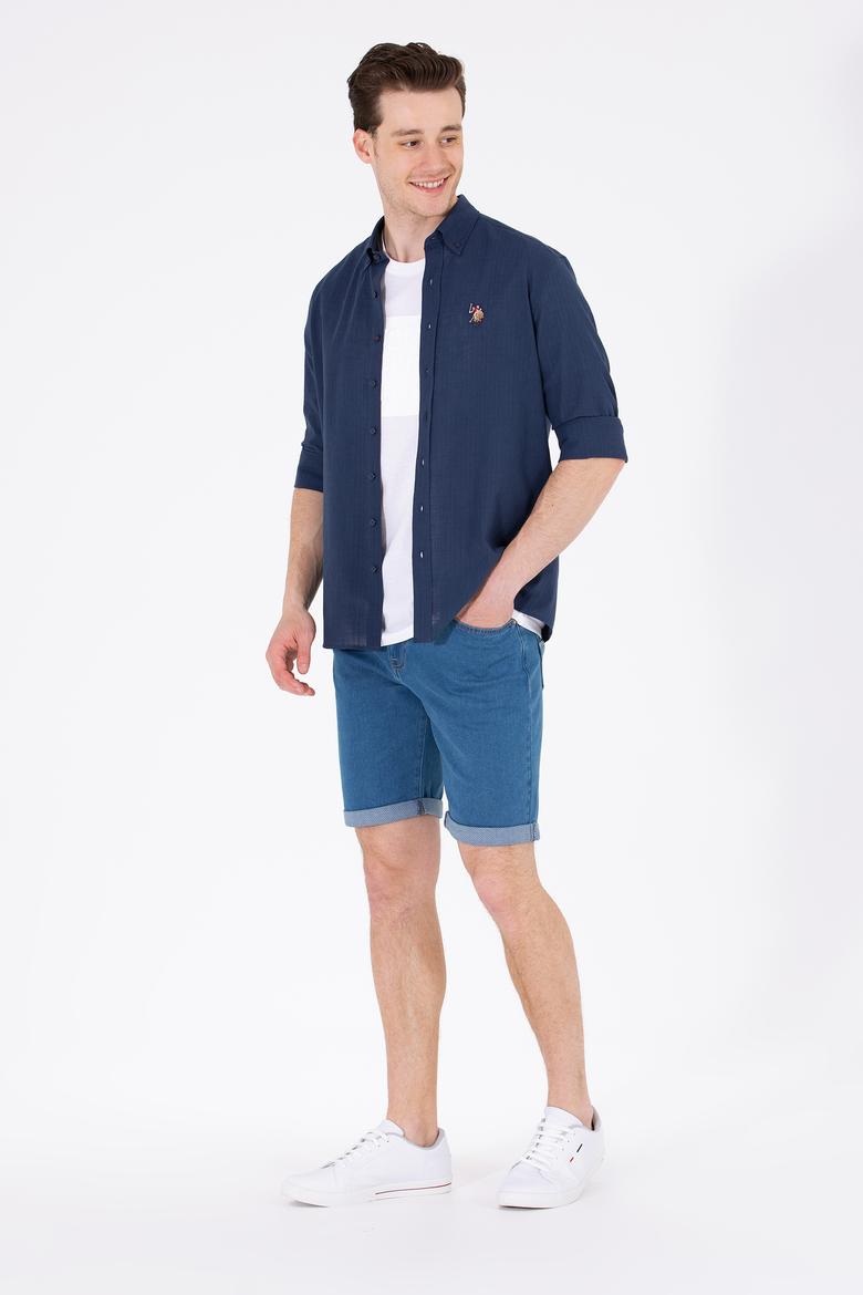 Erkek Lacivert Uzun Kollu Basic Gömlek - 50262872014