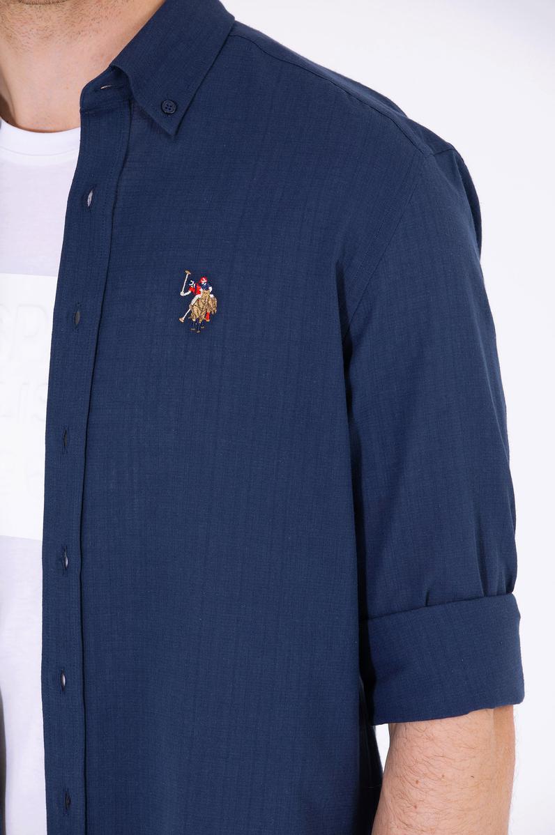 Erkek Lacivert Uzun Kollu Basic Gömlek