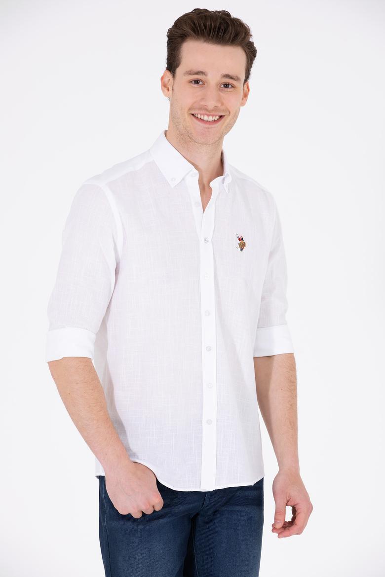 Erkek Beyaz Uzun Kollu Basic Gömlek