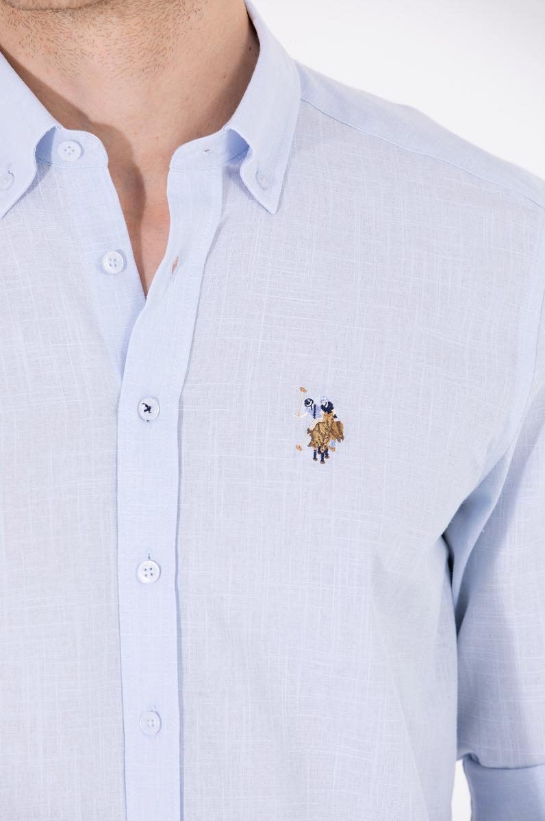 Erkek Açık Mavi Uzun Kollu Basic Gömlek