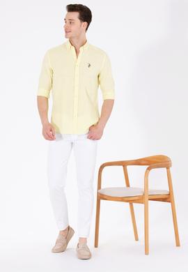 Erkek Açık Sarı Uzun Kollu Basic Gömlek - 50262872070