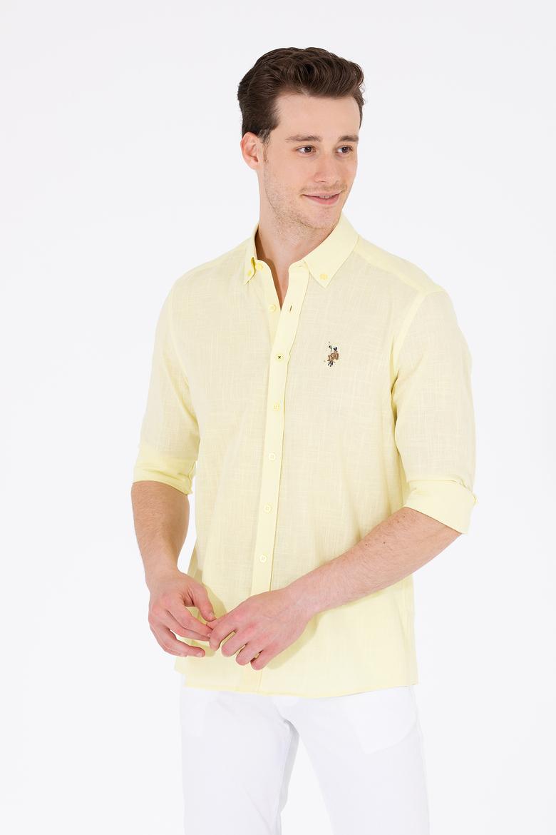 Erkek Açık Sarı Uzun Kollu Basic Gömlek - 50262872070