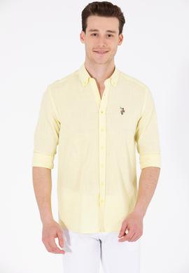 Erkek Açık Sarı Uzun Kollu Basic Gömlek - 50262872070