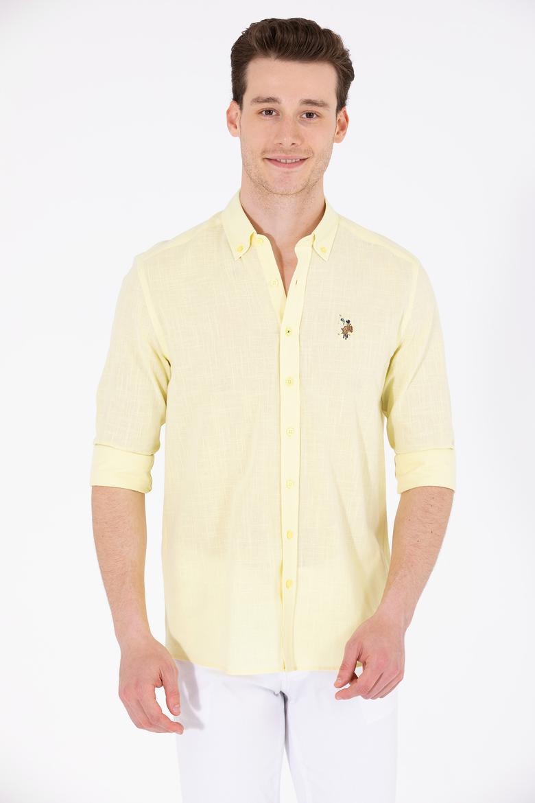 Erkek Açık Sarı Uzun Kollu Basic Gömlek - 50262872070
