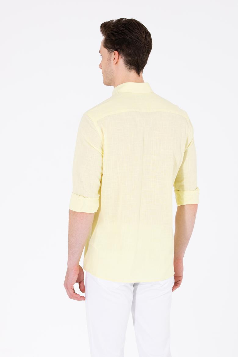 Erkek Açık Sarı Uzun Kollu Basic Gömlek - 50262872070