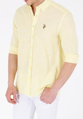 Erkek Açık Sarı Uzun Kollu Basic Gömlek - 50262872070