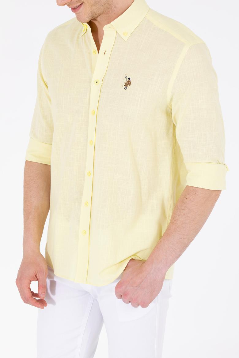 Erkek Açık Sarı Uzun Kollu Basic Gömlek - 50262872070