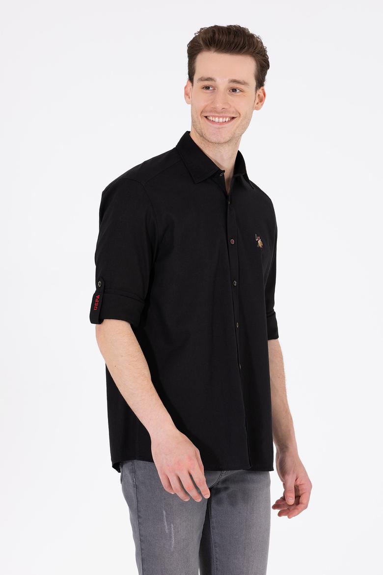 Erkek Siyah Uzun Kollu Basic Gömlek