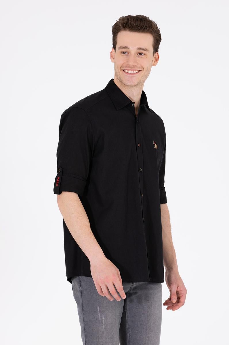 Erkek Siyah Uzun Kollu Basic Gömlek