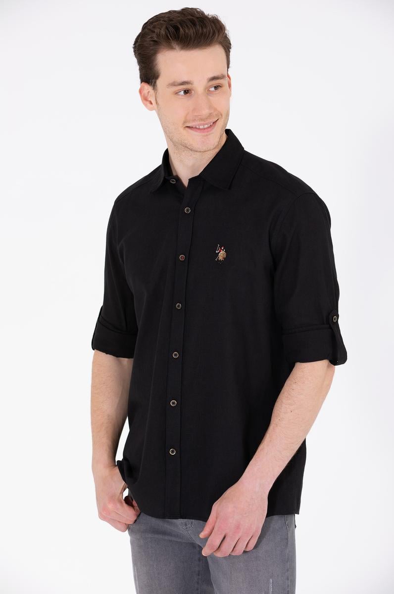 Erkek Siyah Uzun Kollu Basic Gömlek