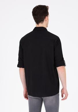 Erkek Siyah Uzun Kollu Basic Gömlek - 50262880171