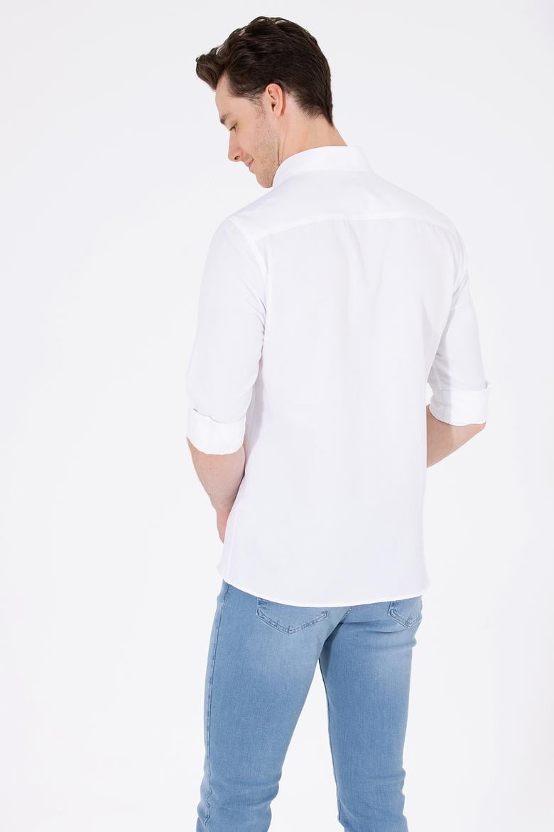 Erkek Beyaz Uzun Kollu Basic Gömlek - 50262932008