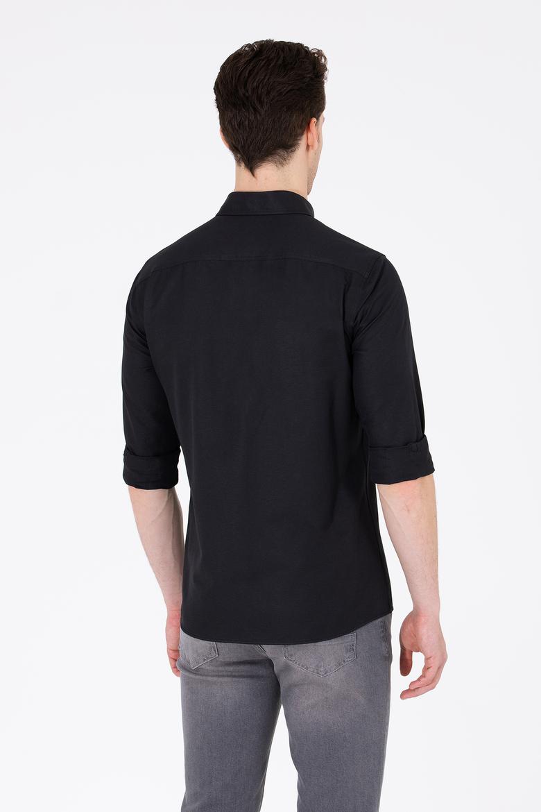 Erkek Siyah Uzun Kollu Basic Gömlek - 50262932021