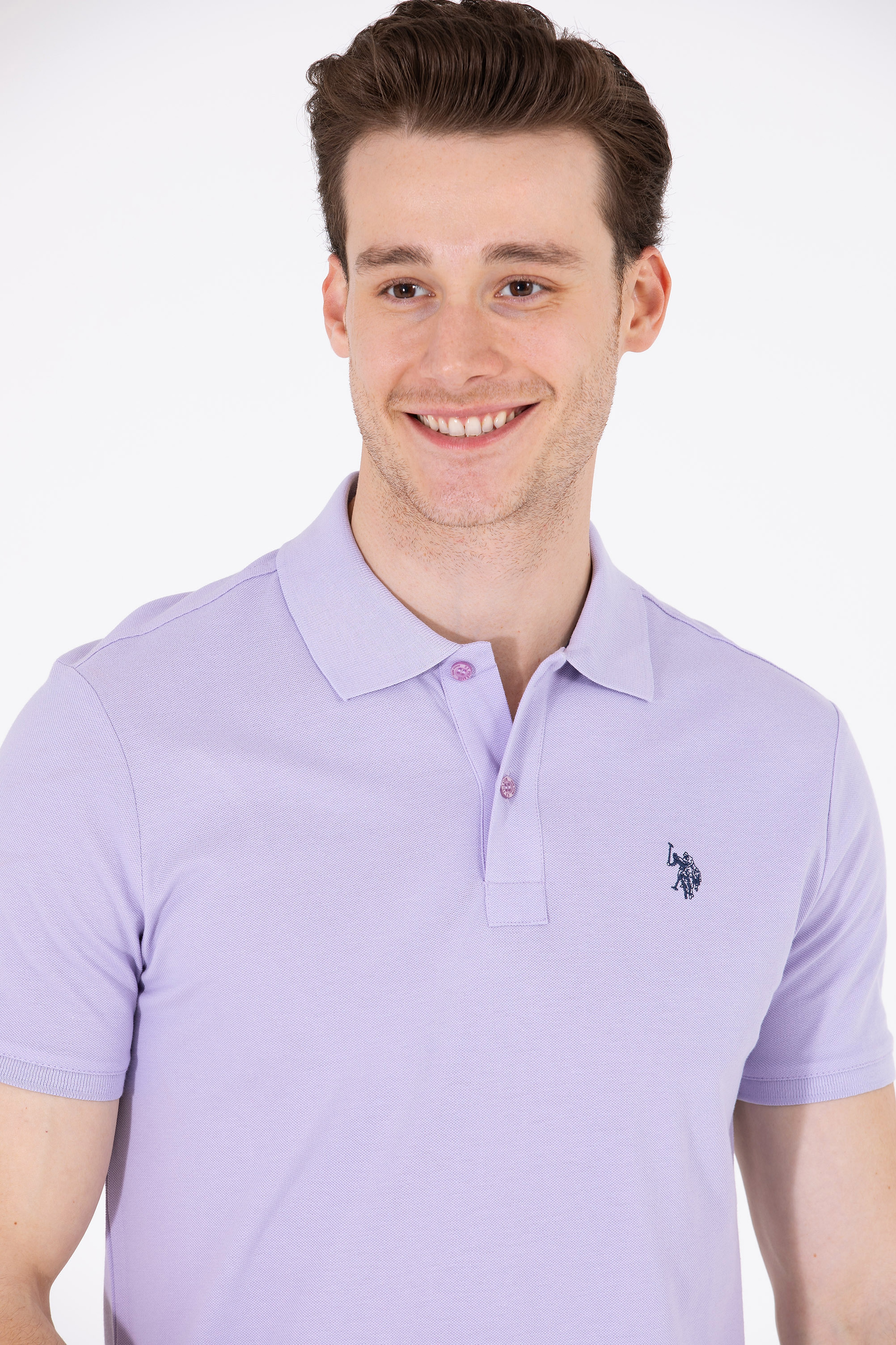 Erkek Lila Basic Polo Yaka Tişört