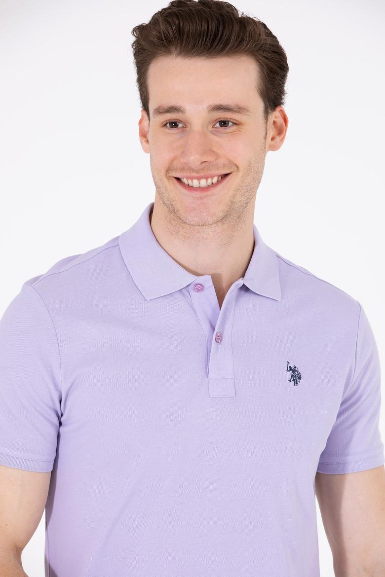 Erkek Lila Basic Polo Yaka Tişört - 50262933385
