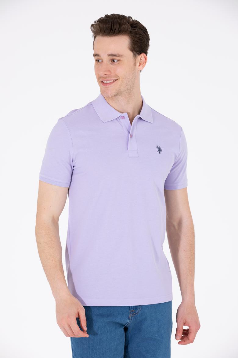 Erkek Lila Basic Polo Yaka Tişört - 50262933385