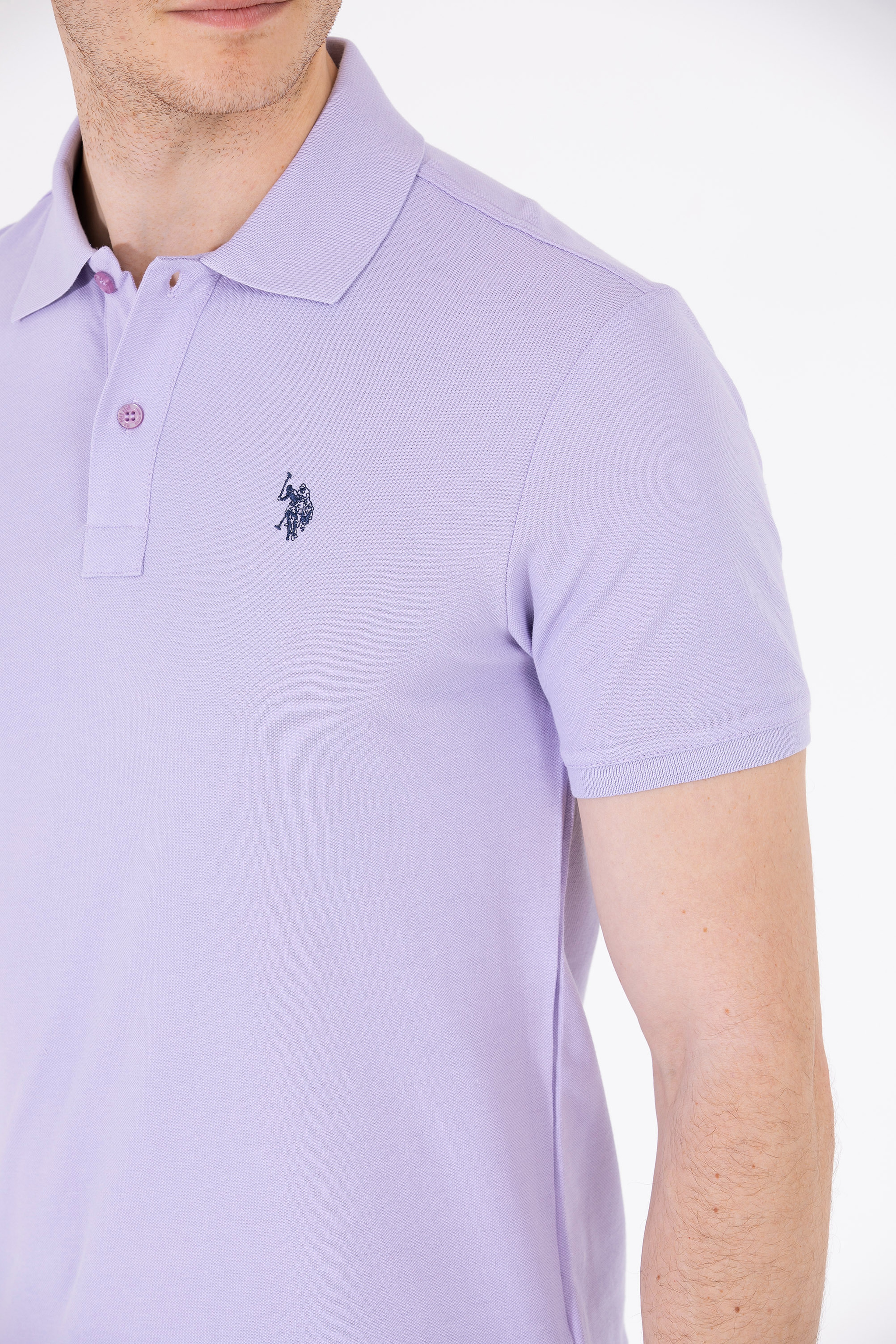 Erkek Lila Basic Polo Yaka Tişört