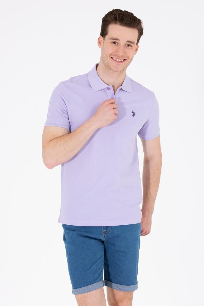 Erkek Lila Basic Polo Yaka Tişört