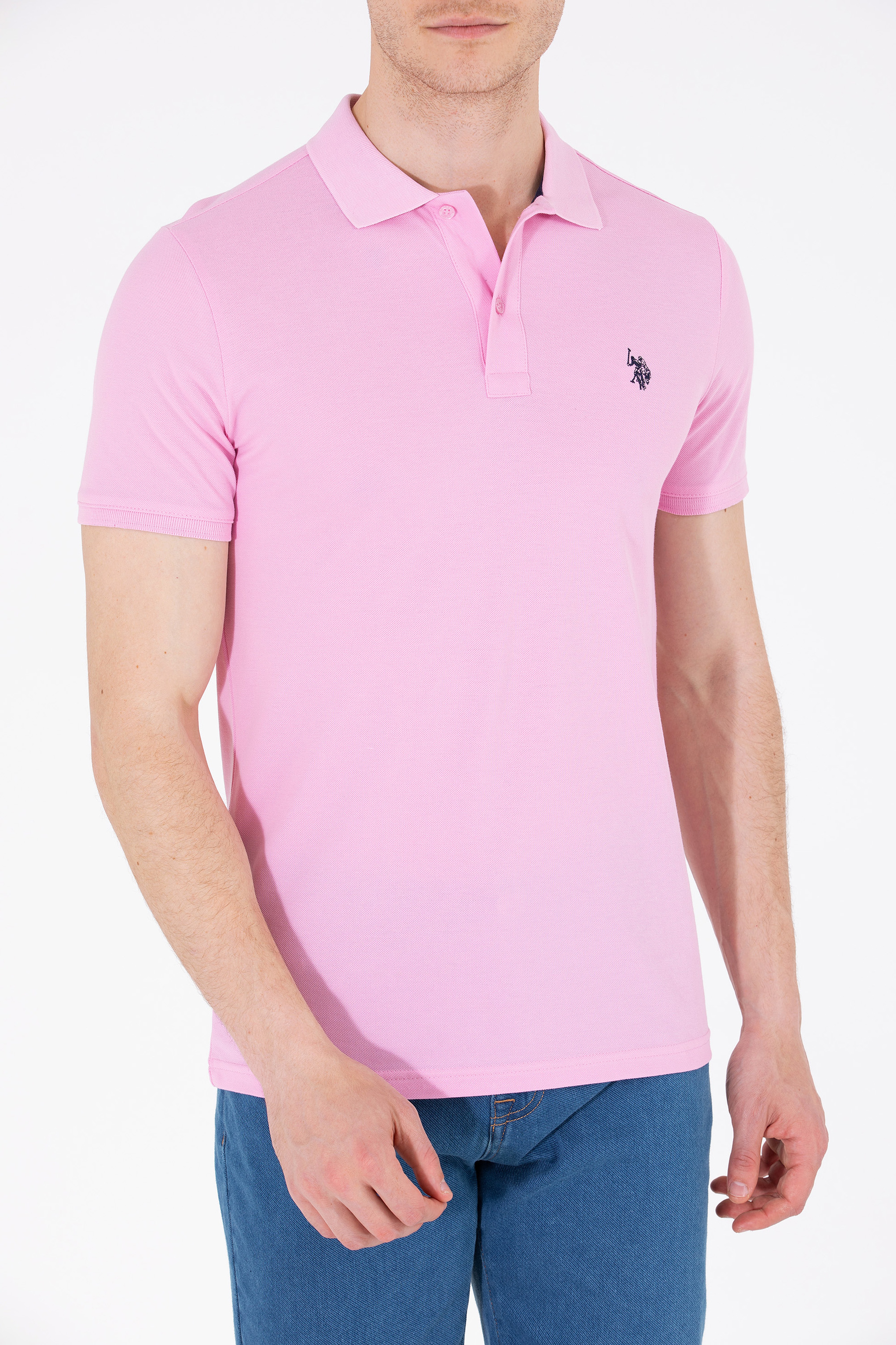 Erkek Açık Pembe Polo Yaka Basic T-Shirt - Image 6