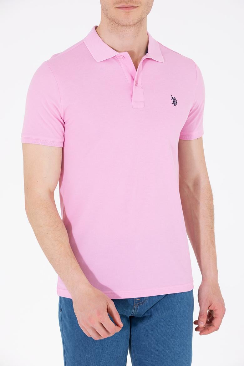 Erkek Açık Pembe Polo Yaka Basic T-Shirt - 50262933510