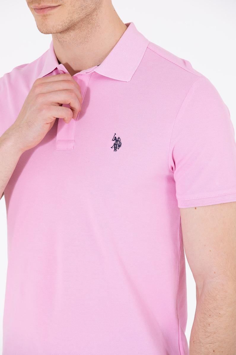 Erkek Açık Pembe Polo Yaka Basic T-Shirt