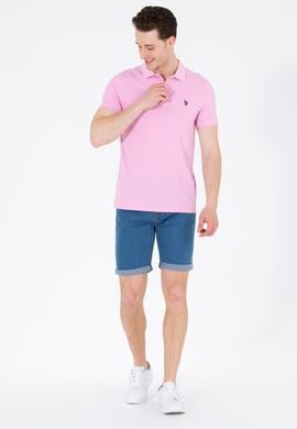Erkek Açık Pembe Polo Yaka Basic T-Shirt - 50262933510