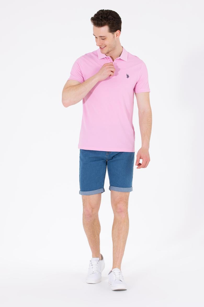 Erkek Açık Pembe Polo Yaka Basic T-Shirt - 50262933510