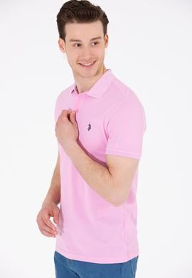 Erkek Açık Pembe Polo Yaka Basic T-Shirt - 50262933510