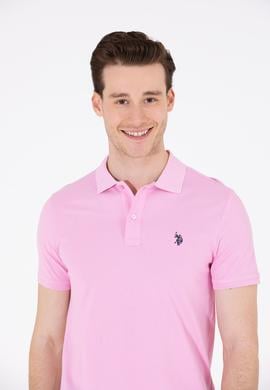 Erkek Açık Pembe Polo Yaka Basic T-Shirt - 50262933510