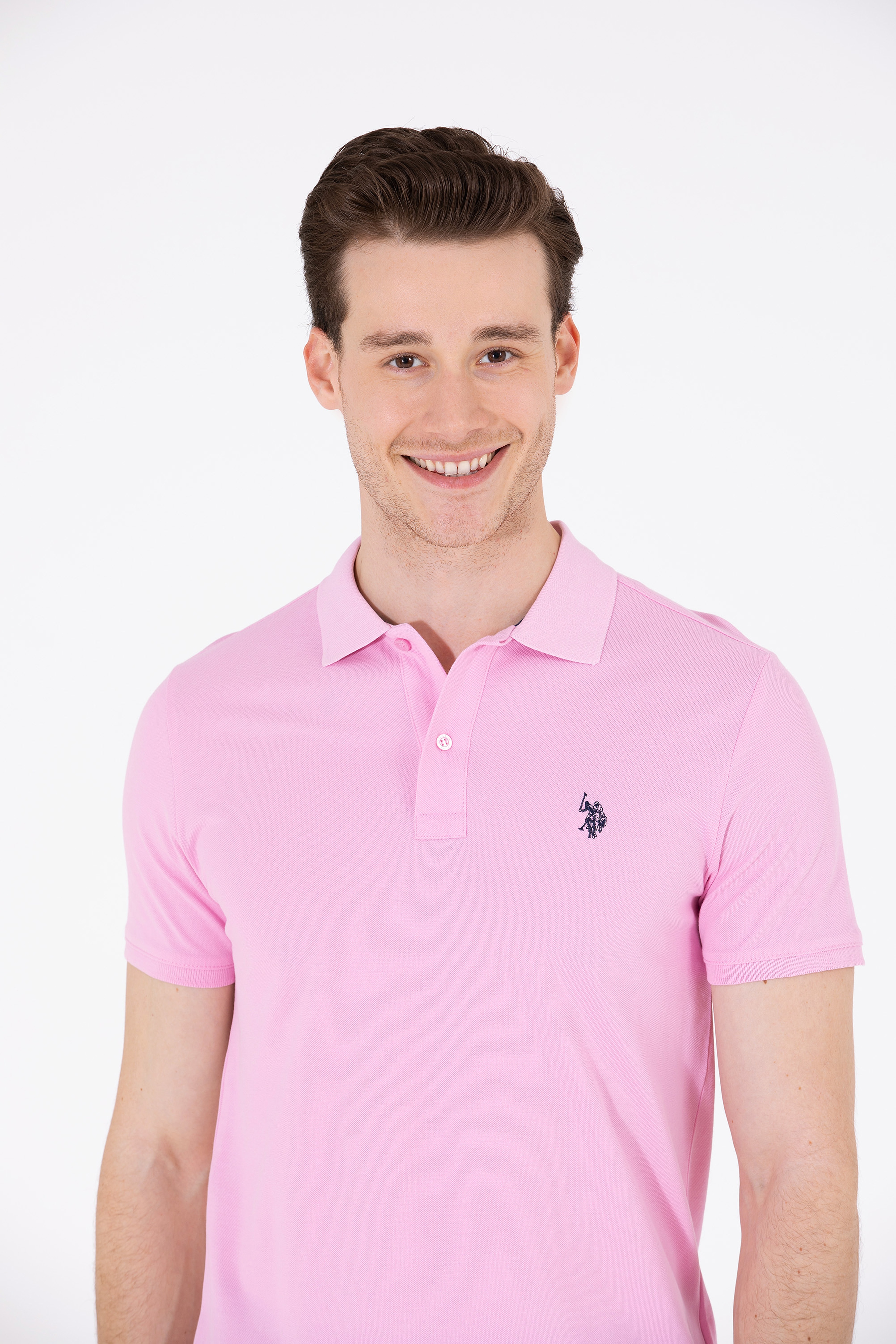 Erkek Açık Pembe Polo Yaka Basic T-Shirt - Image 3