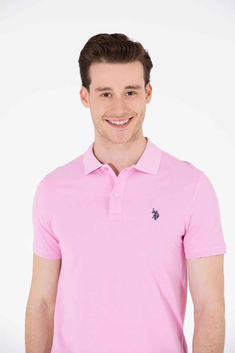 Erkek Açık Pembe Polo Yaka Basic T-Shirt - 50262933510