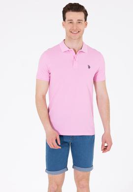 Erkek Açık Pembe Polo Yaka Basic T-Shirt - 50262933510