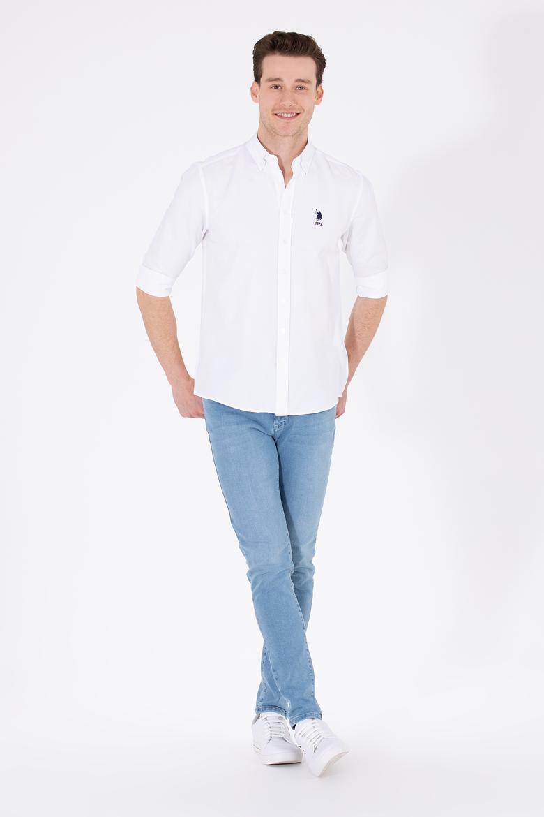 Erkek Beyaz Uzun Kollu Basic Gömlek - 50262934008