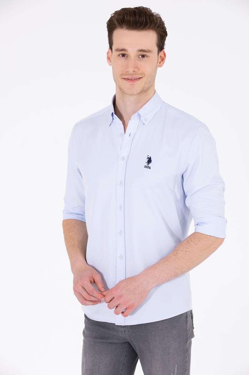 Erkek Açık Mavi Uzun Kollu Basic Gömlek