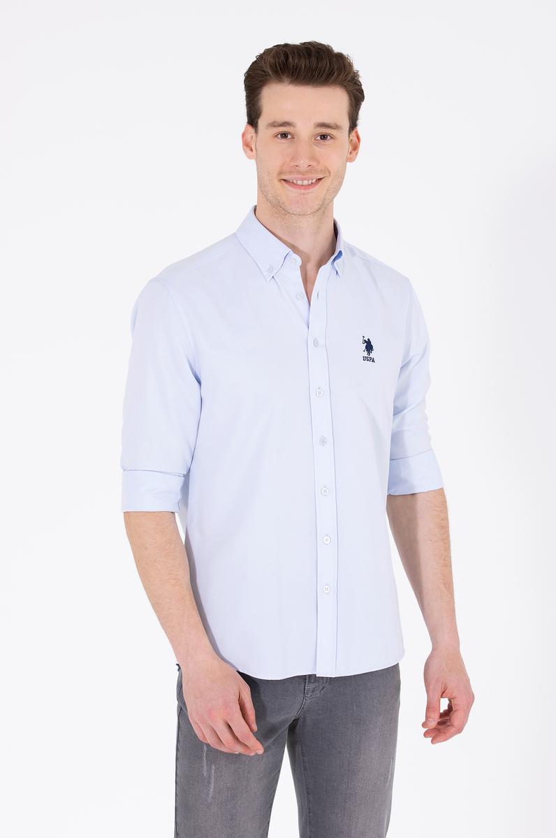 Erkek Açık Mavi Uzun Kollu Basic Gömlek