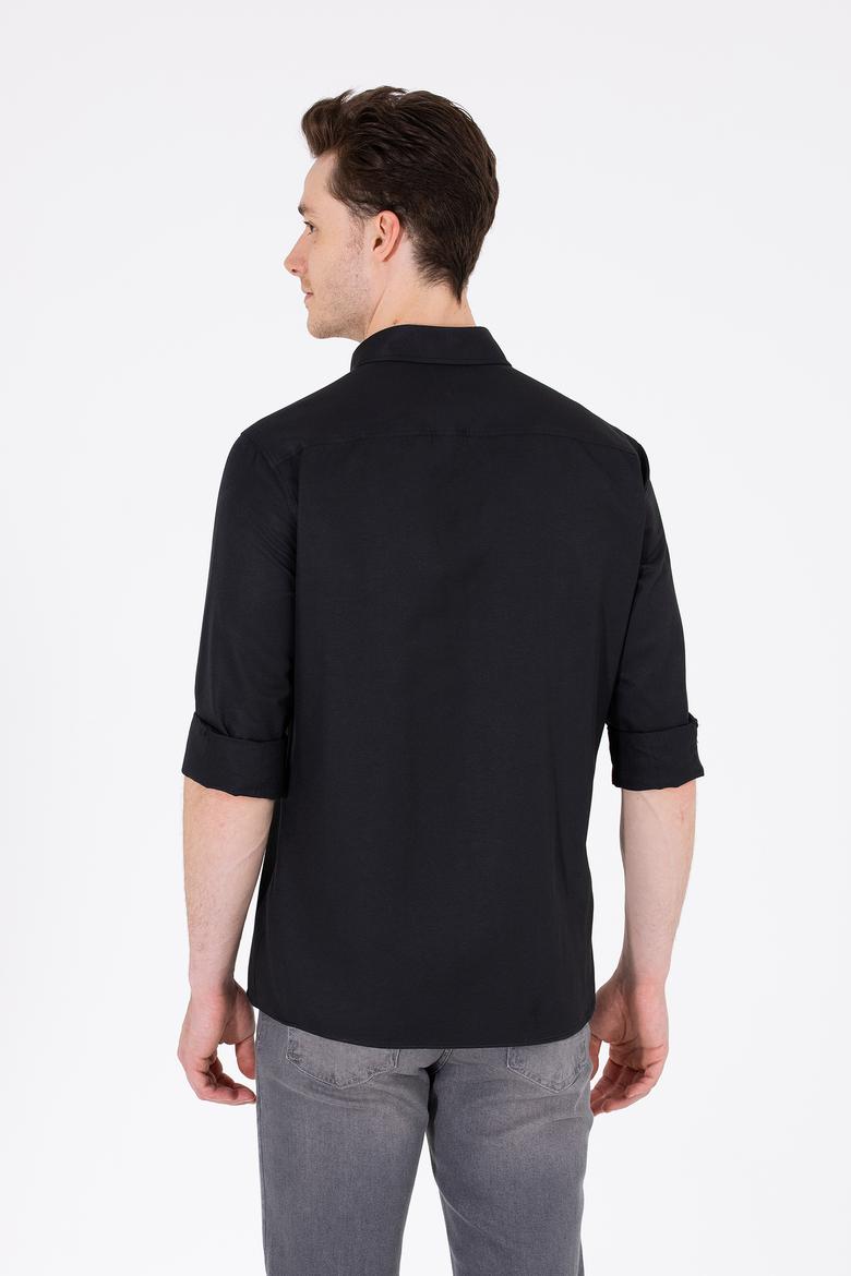 Erkek Siyah Uzun Kollu Basic Gömlek - 50262934021