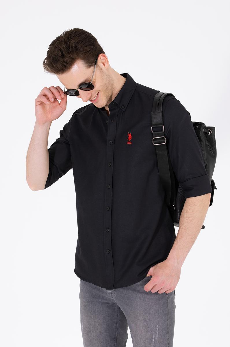 Erkek Siyah Uzun Kollu Basic Gömlek